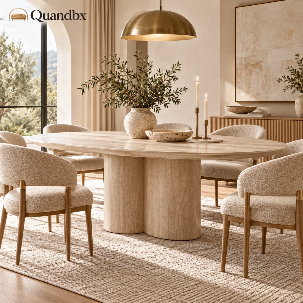 Quandbx™ Sculptural Oval Pedestal Dining Table