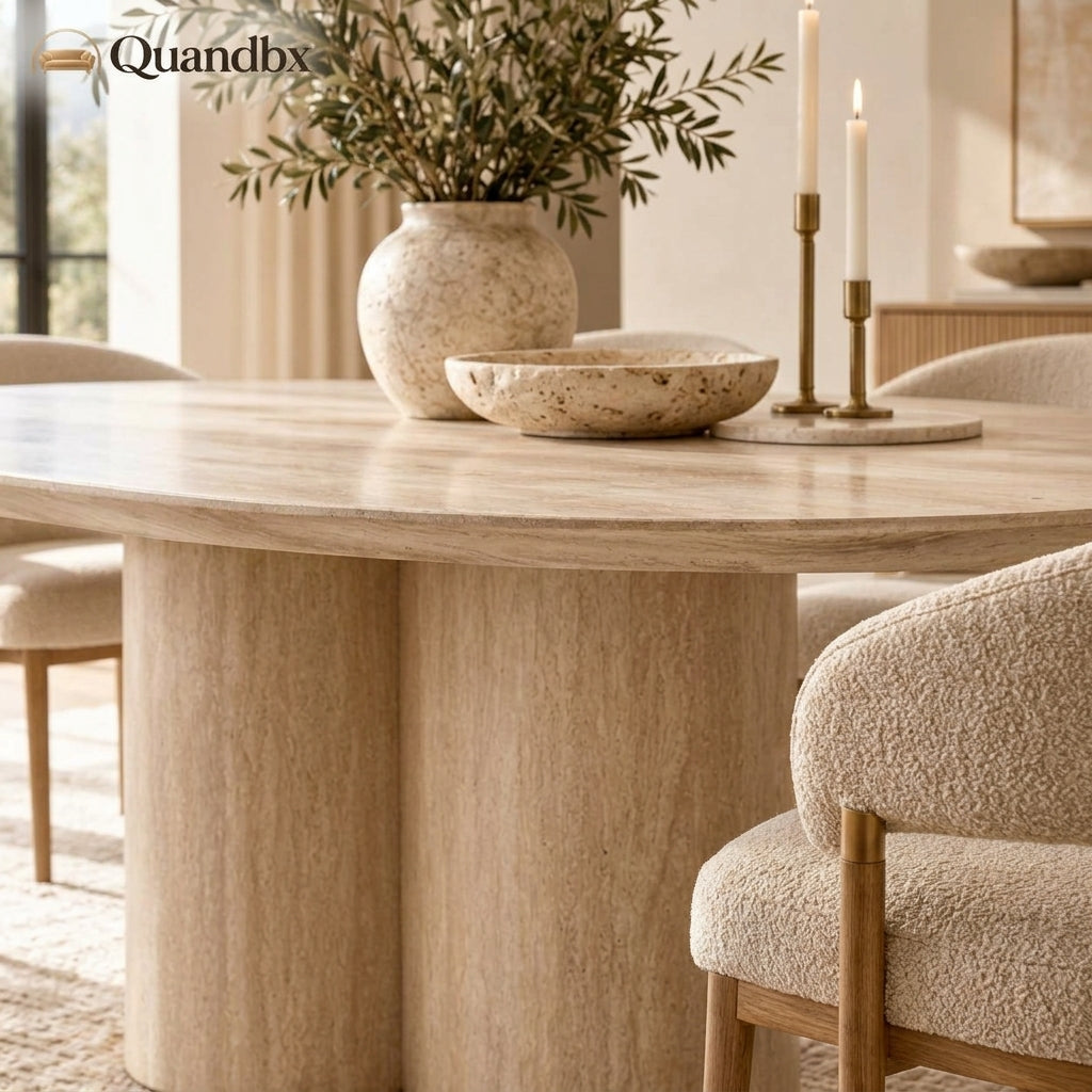 Quandbx™ Sculptural Oval Pedestal Dining Table