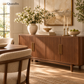 Quandbx™ Fluted Walnut-Tone Buffet Sideboard