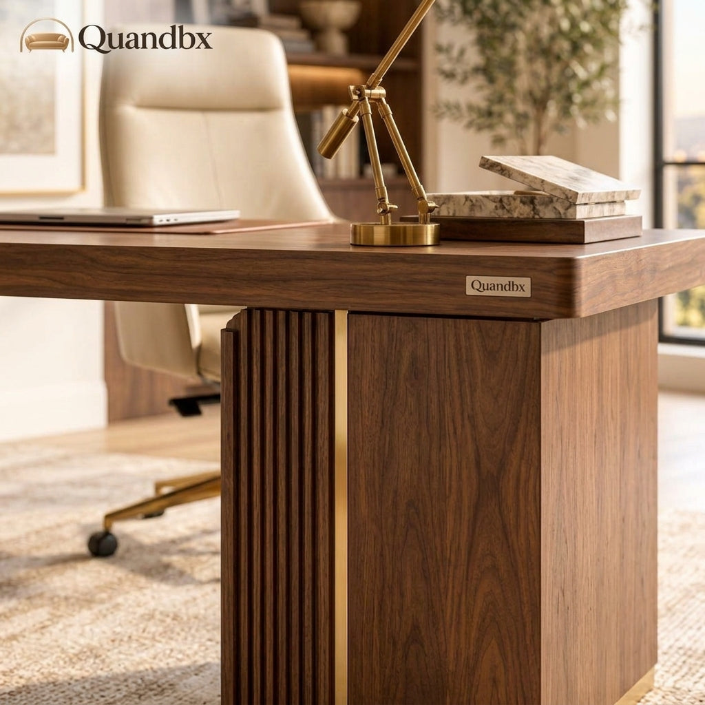 Quandbx™ Walnut-Tone Executive Desk
