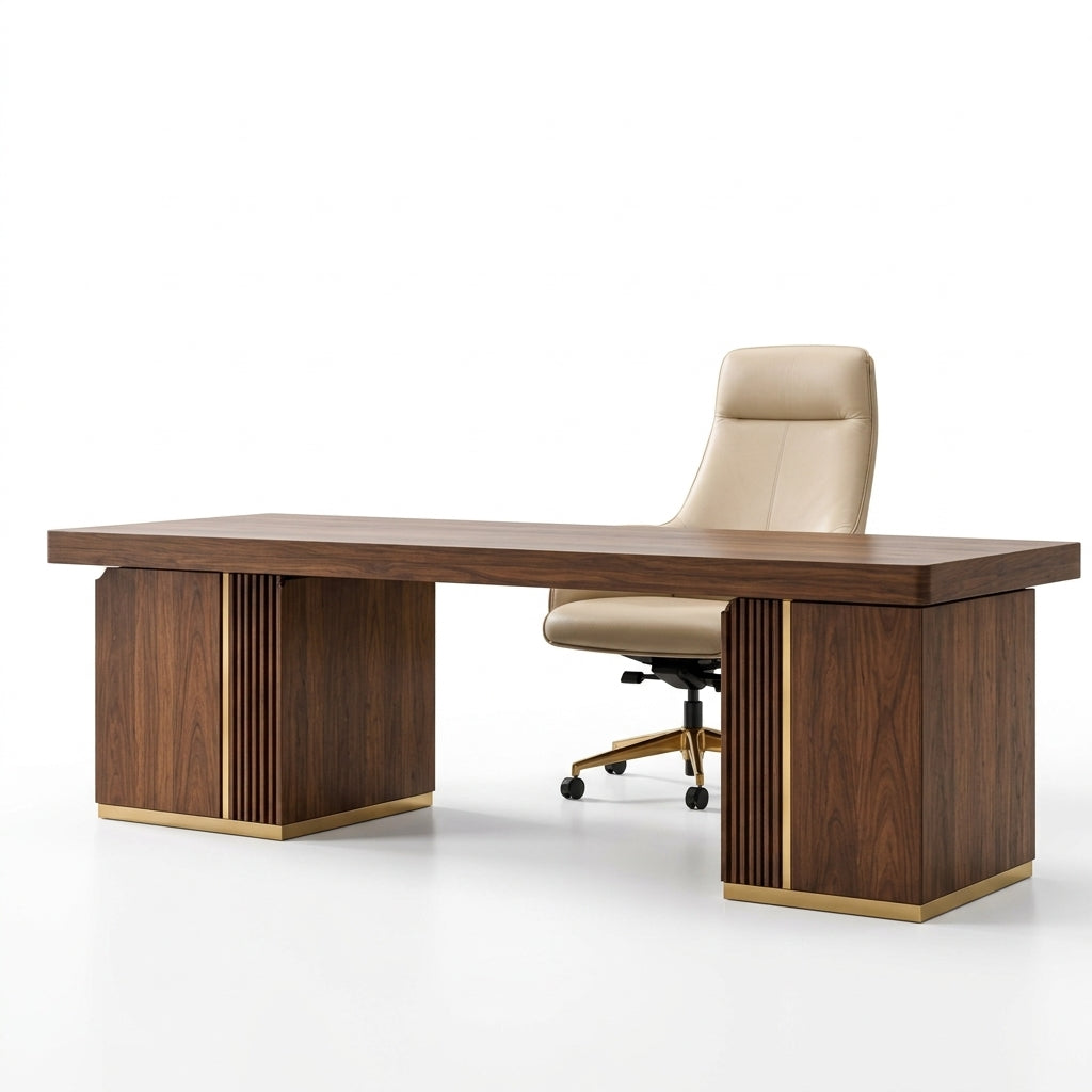 Quandbx™ Walnut-Tone Executive Desk