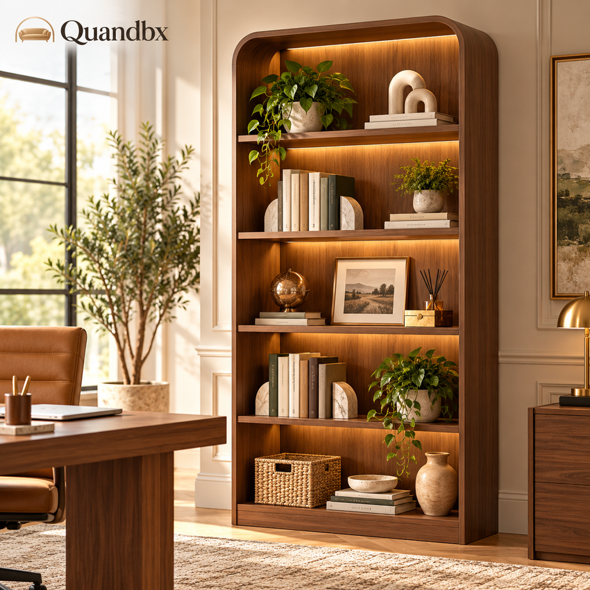 Quandbx™ Arched Wood Display Bookcase