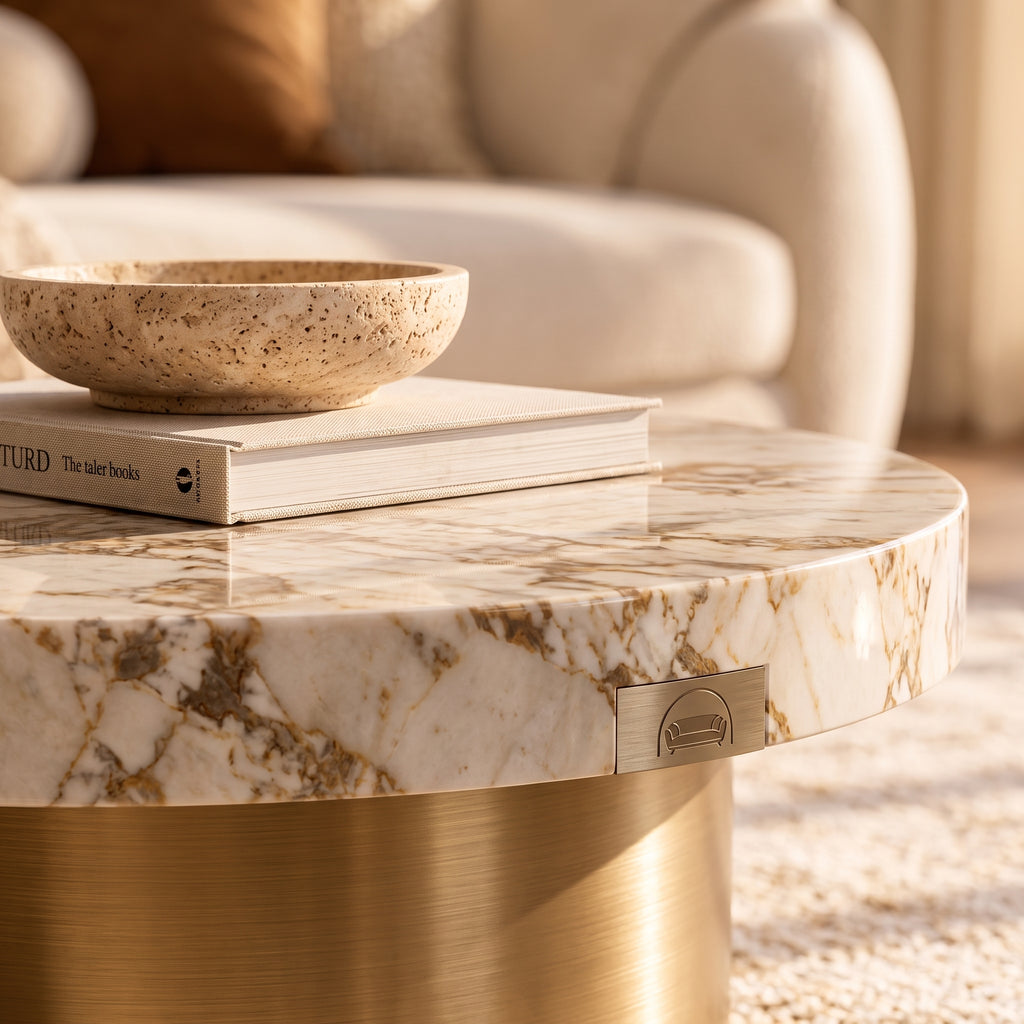 Quandbx™ Round Marble-Look Coffee Table