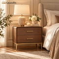 Quandbx™ Two-Drawer Walnut Nightstand