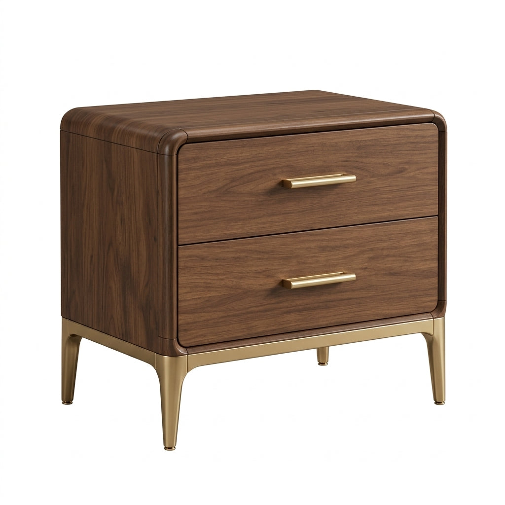 Quandbx™ Two-Drawer Walnut Nightstand